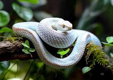 Albino Snake on a Branch