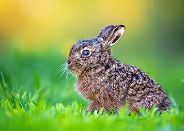 Baby Hare in Green Grass