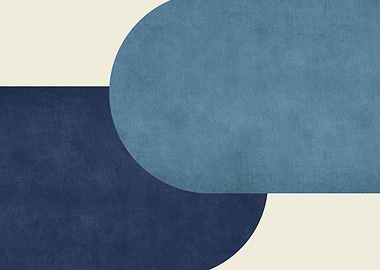 Abstract Geometric Shapes in Blue and Cream