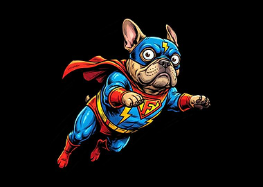 Superhero French Bulldog Flying