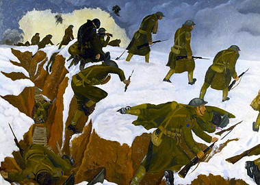 Over the Top by John Nash WW1 Trenches Historical Painting