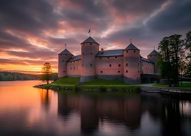 Medieval Castle at Sunset