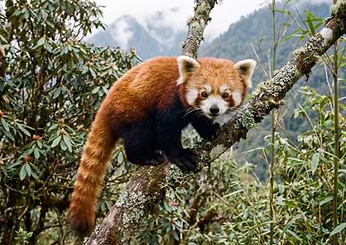 Red Panda on a Tree Branch