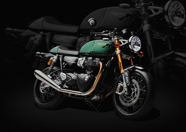 Green Triumph Thruxton Motorcycle