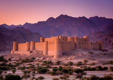 Desert Fortress at Sunset