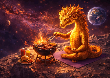Dragon Barbecuing in Space