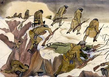 Over the Top Study by John Nash WW1 Trenches Historical Painting
