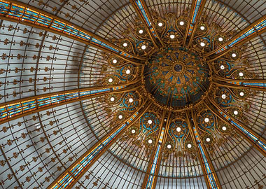 Paris Lafayette Ornate Stained Glass Dome Interior