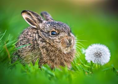 Baby Hare with Dandelion