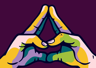 Stylized Hands Forming a Triangle