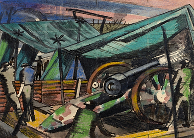 Study for A Howitzer Firing by Paul Nash WW1 Historical Art