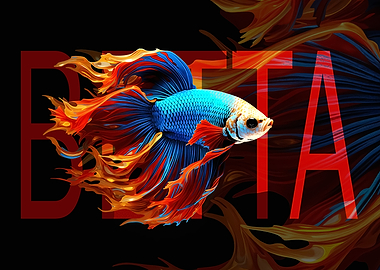 Betta Fish with 'BETTA' Text