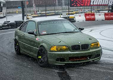 Drifting BMW in Snow