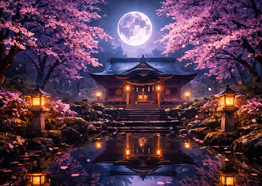 Enchanting Japanese Shrine at Night