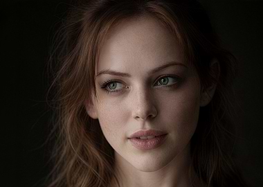 Close-up of a woman with green eyes