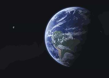 Earth and Moon in Space