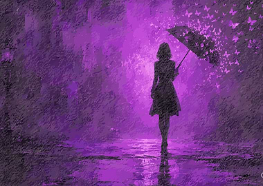 Woman with Butterfly Umbrella
