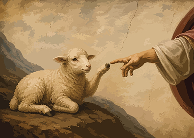 The Creation of Adam with a Lamb