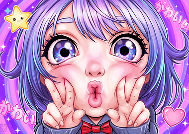 Cute Anime Girl Making a Face