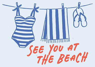 See You At The Beach Poster, Coastal Summer Wall Art, Cute Vacation Decor Print