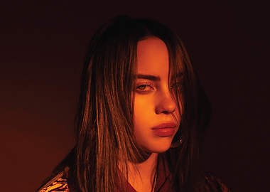 Billie Eilish Portrait with Orange Lighting