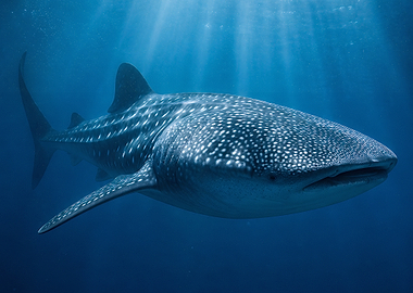 Whale Shark Swimming in Blue Ocean