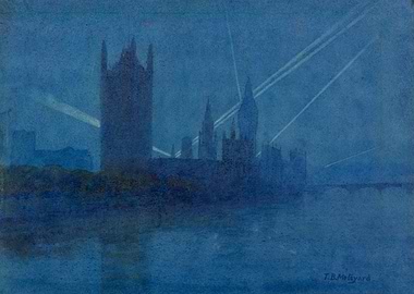 Searchlights Over London by Thomas Buford Meteyard WW1 Historical Painting