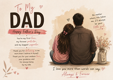 Father's Day Illustration with Heartfelt Message
