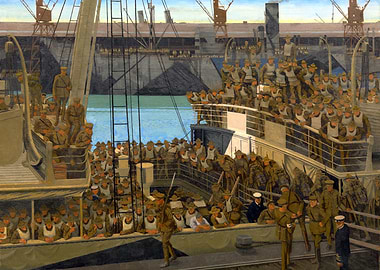 American Troops at Southampton Embarking for France by Thomas Derrick WW1 Historical Painting