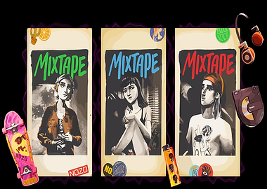 Mixtape Posters with Skater and Music Elements