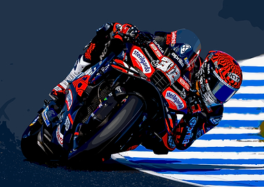 Motorcycle Racer Leaning into a Turn