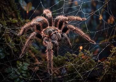 Tarantula on a Dewy Web