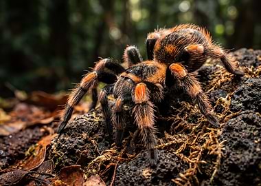 Mexican Redknee Tarantula on Mossy Rock