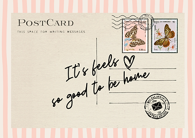 Postcard with butterflies and text