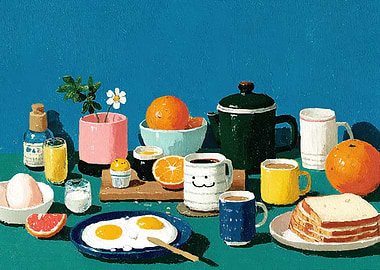 Whimsical Breakfast Scene