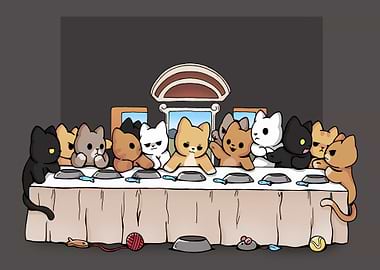 Cats Recreating The Last Supper