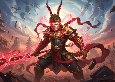 Monkey King with Red Energy