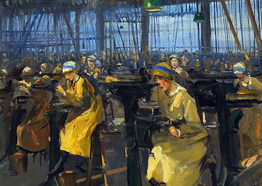 Elswick, 1917 Messrs Armstrong, Whitworth and Company by John Lavery WW1 Historical Painting
