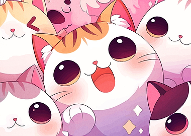 Kawaii Cats with Big Eyes