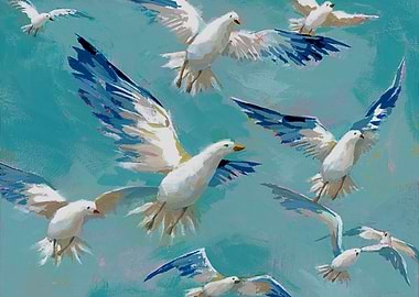 Seagulls in Flight