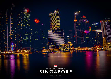 Singapore Skyline at Night