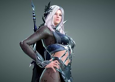 Fantasy Warrior Woman with Silver Hair