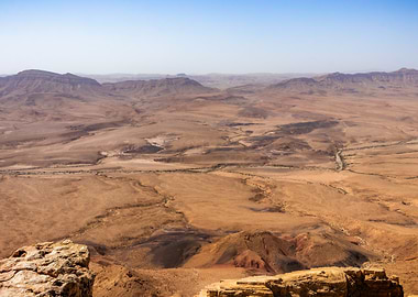 Vast Desert Landscape with Mountains