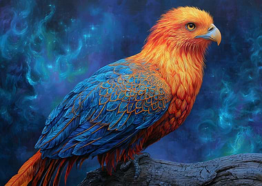 Phoenix Bird in Cosmic Nebula