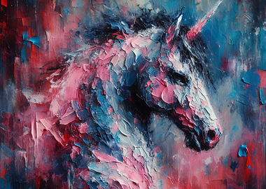 Blue and Pink - A Cinematic Unicorn Painting