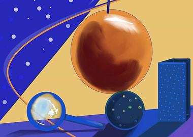Abstract Still Life with Magnifying Glass