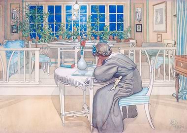 Carl Larsson, The Night Before the Trip to England (1909)