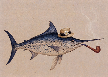 Fish Smoking a Pipe Wearing a Hat