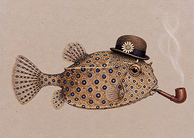 Fish Wearing Hat Smoking Pipe
