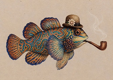 Dapper Fish Smoking a Pipe